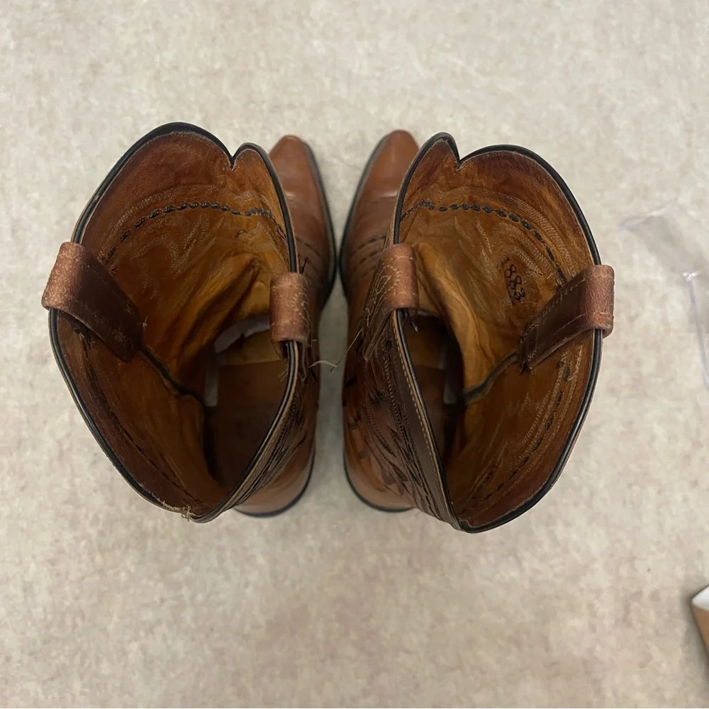 Lucchese 1883 N1561 Brown Leather Snip Toe Western Cowboy Boots Men’s Size 9.5D